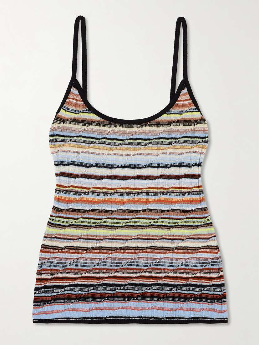 Missoni Striped Ribbed Metallic Cotton-blend Tank