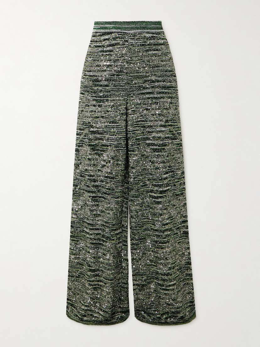 Missoni Mare Sequin-embellished Metallic Crochet-knit Wide-leg Pants