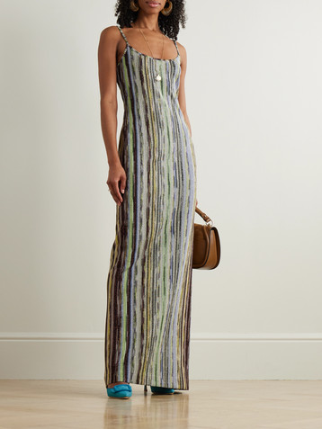 Missoni Striped metallic crochet-knit maxi dress