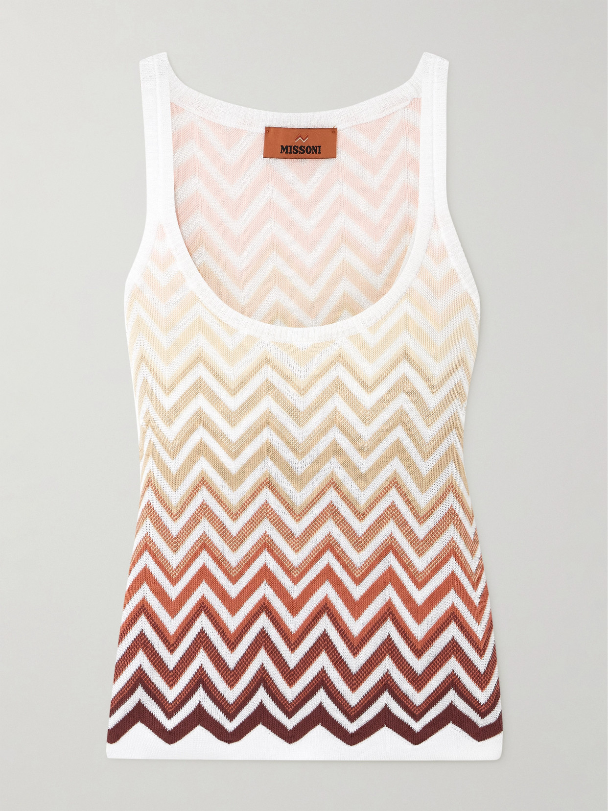 Shop Missoni Striped Dégradé Crochet-knit Cotton-blend Tank In Multi