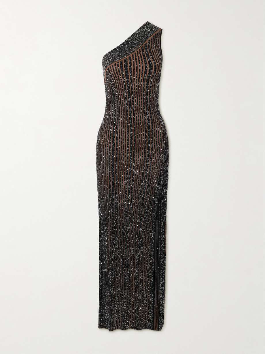 mare one-shoulder sequined ribbed-knit maxi dress
