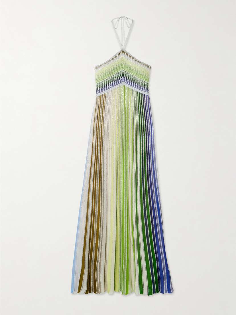 Missoni Sequin-embellished Metallic Crochet-knit Halterneck Maxi Dress
