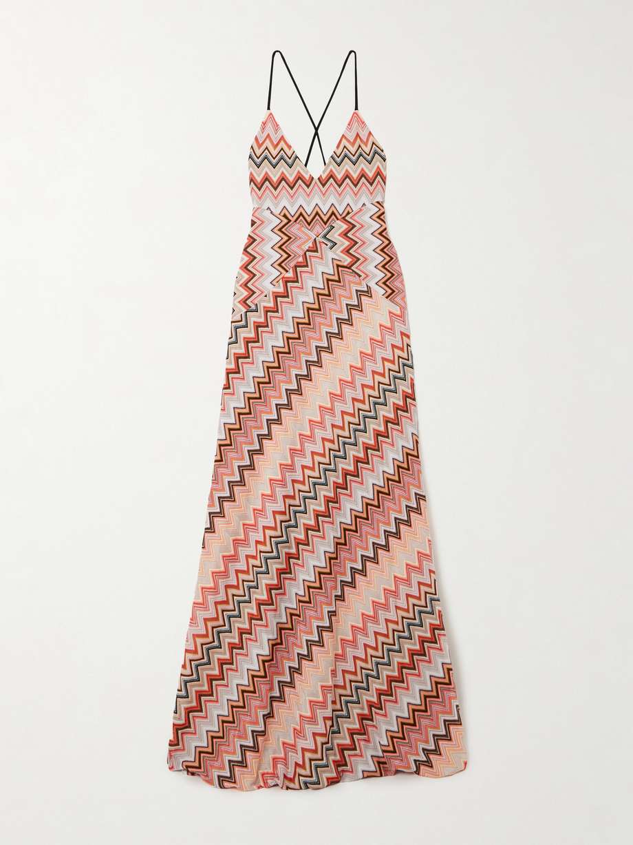 crochet-knit cotton-blend maxi dress