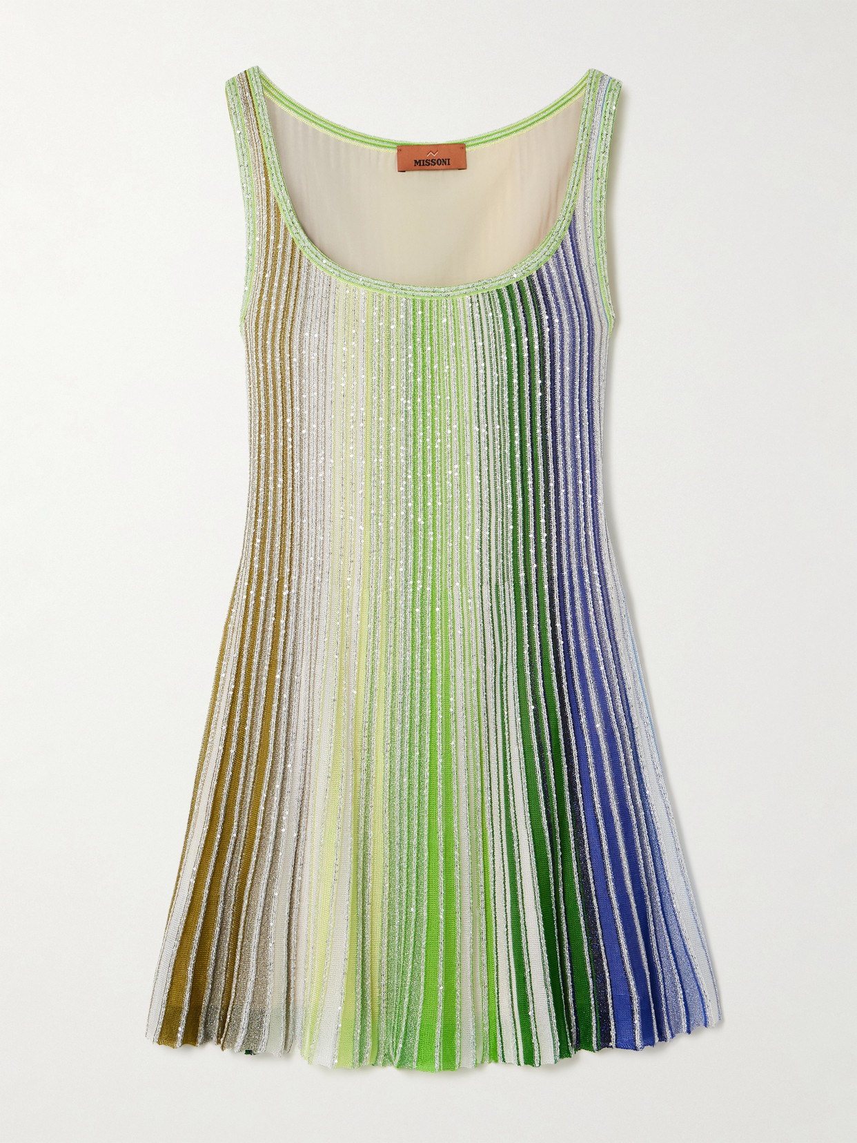 Missoni - Sequin-embellished Striped Metallic Crochet-knit Mini Dress - Green