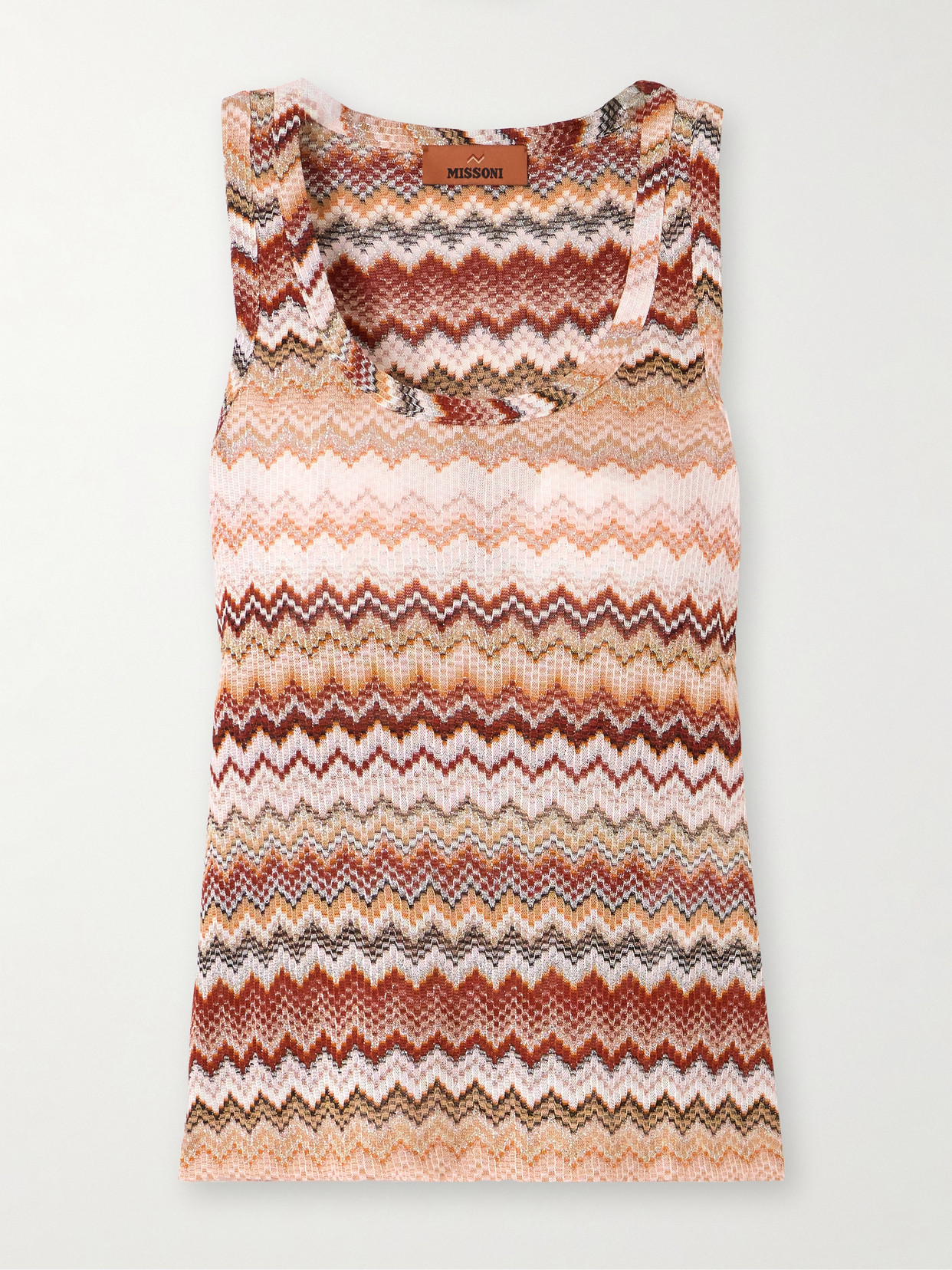 MISSONI STRIPED METALLIC CROCHET-KNIT TANK