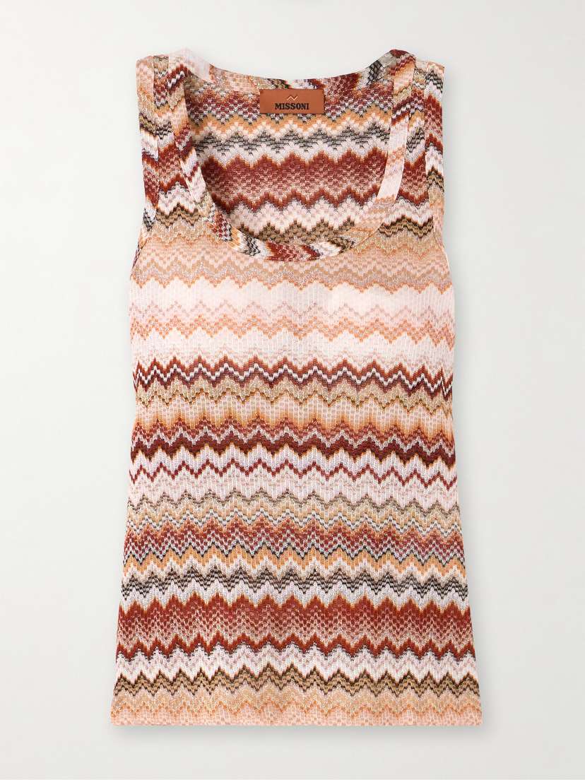 Missoni Striped Metallic Crochet-knit Tank
