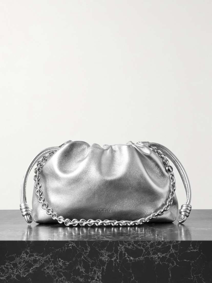 Loewe Flamenco Metallic Leather Clutch