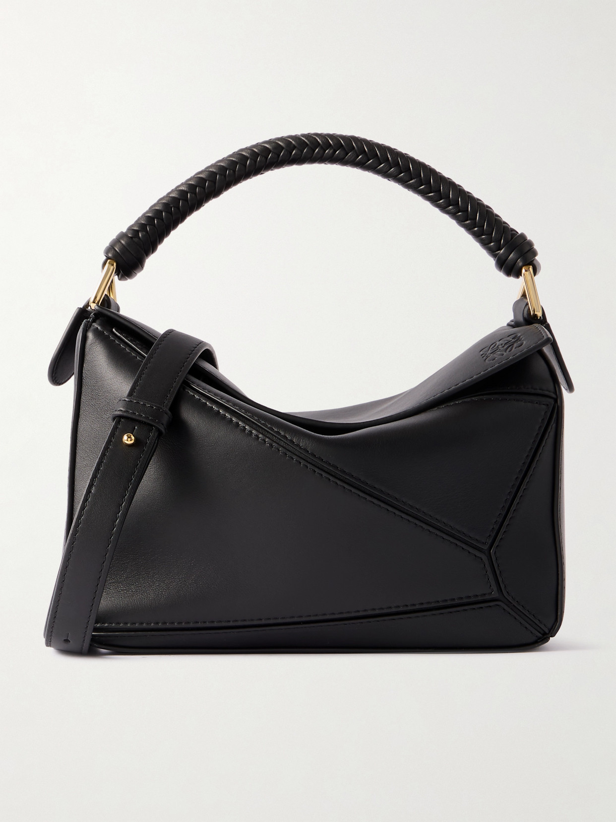 Loewe Puzzle Edge Small Leather Shoulder Bag In Black