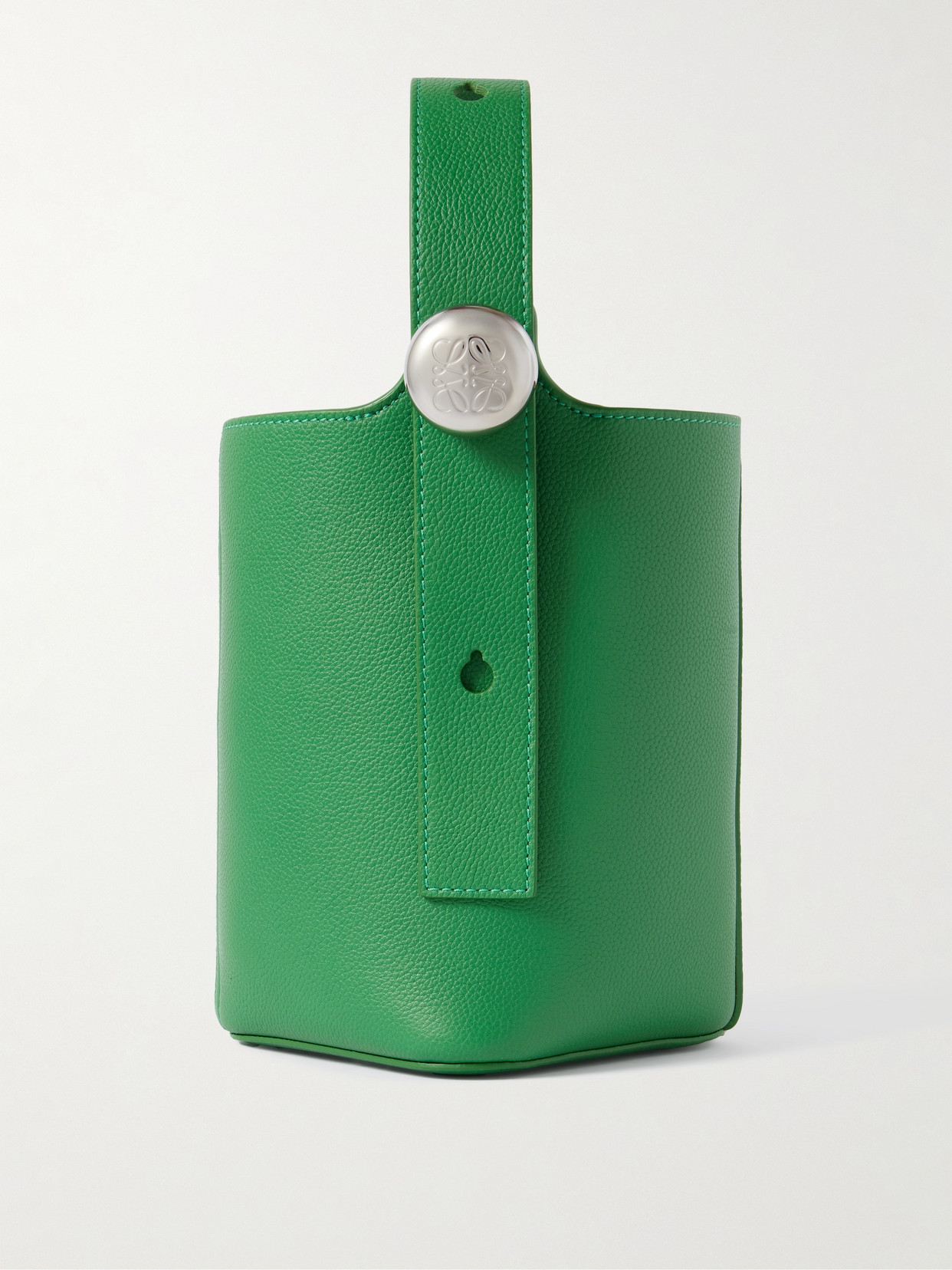 Loewe Pebble Mini Textured-leather Tote In Green