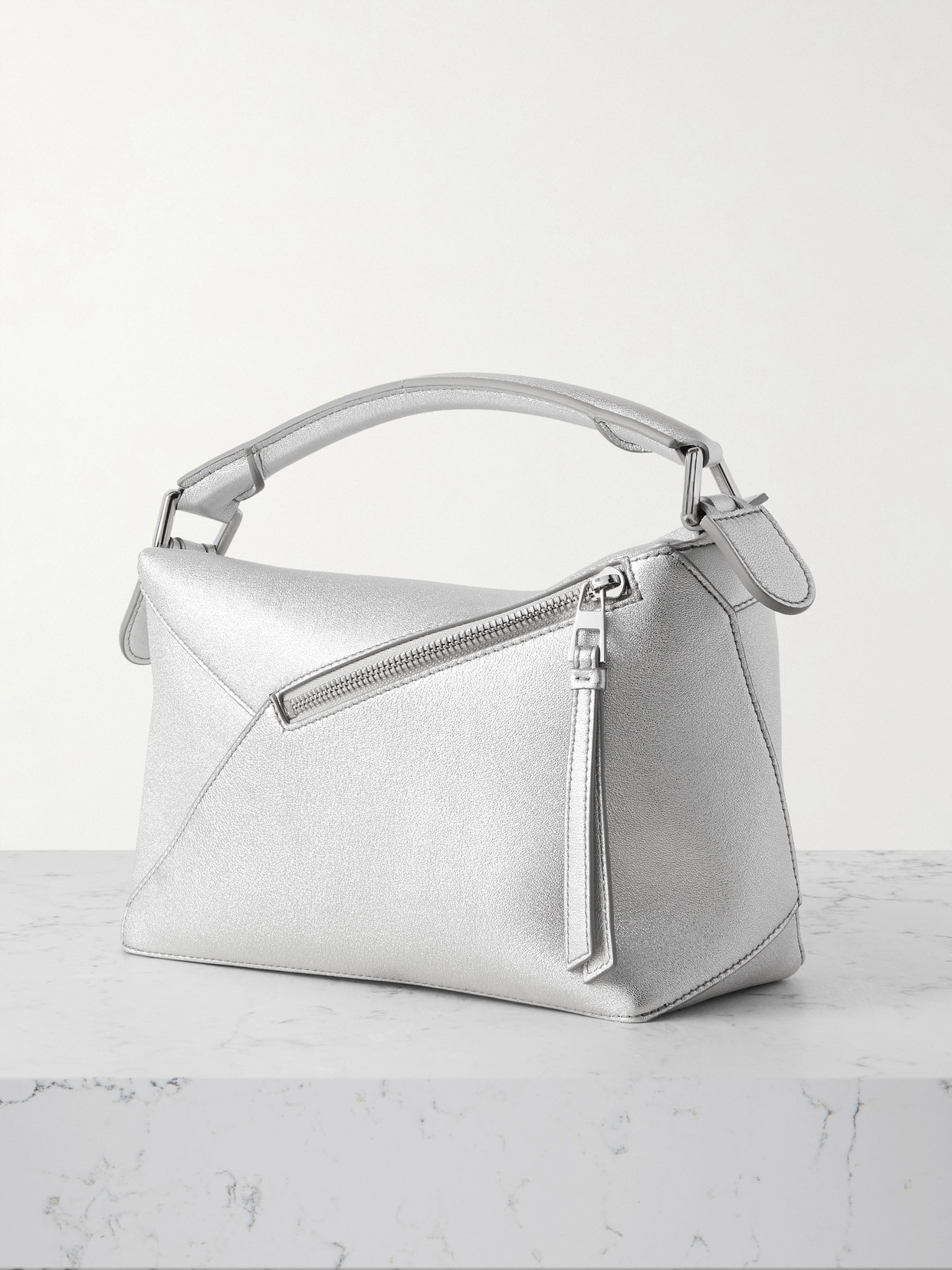 Puzzle Edge Mini Metallic Textured-Leather Shoulder Bag