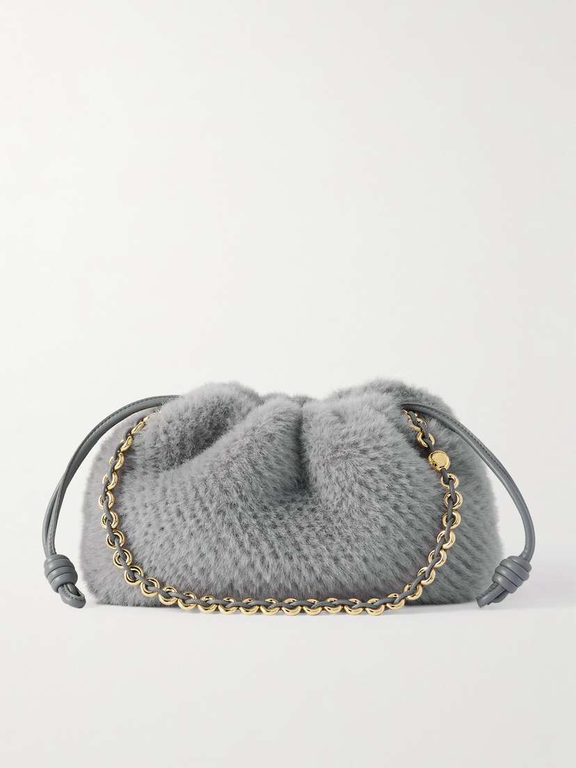 Loewe Flamenco Leather-trimmed Faux Fur Clutch