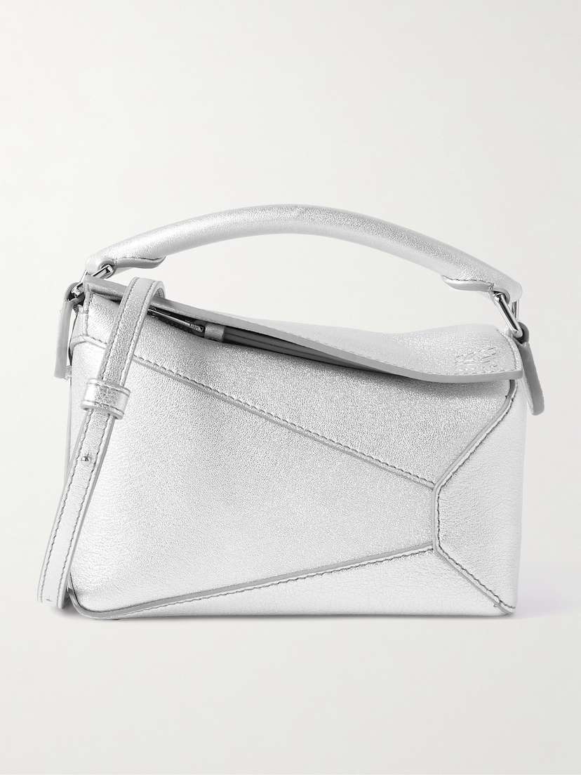 Loewe Puzzle Edge Small Metallic Textured-leather Shoulder Bag