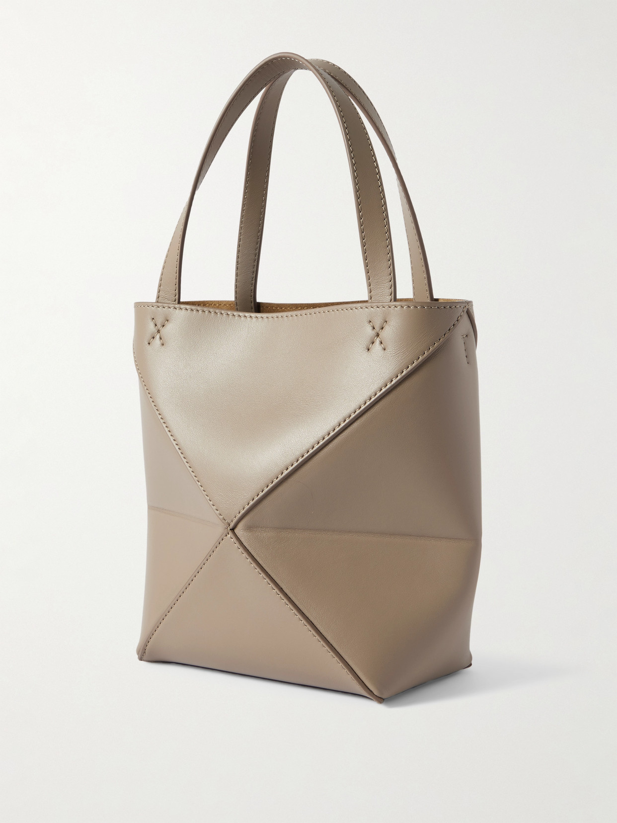 Loewe Puzzle Fold Convertible Medium Leather Tote In Neutrals