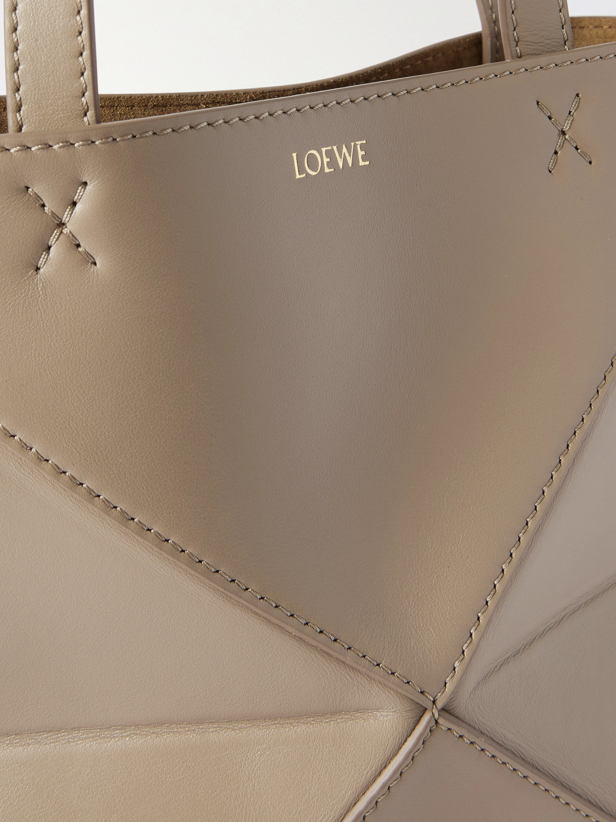 Loewe Puzzle Fold Convertible Medium Leather Tote In Neutrals