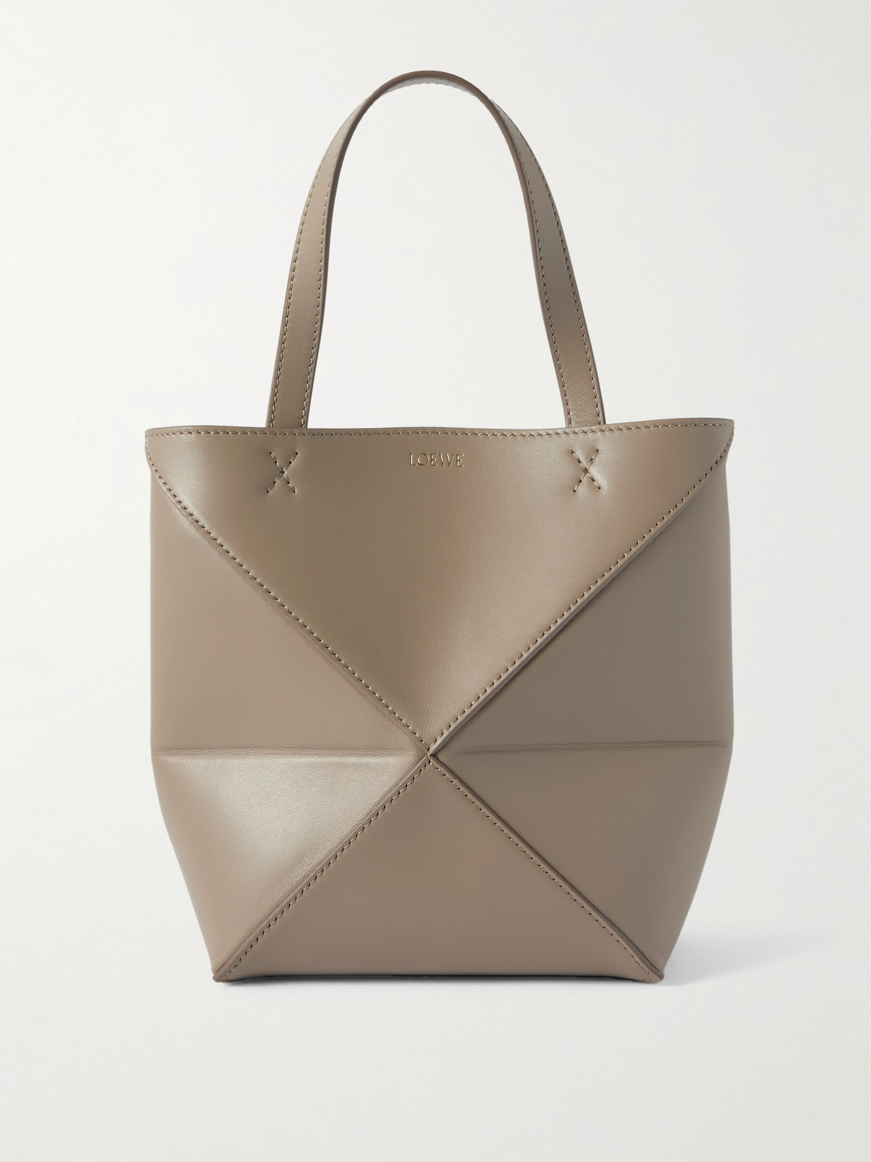 Loewe Puzzle Fold Convertible Medium Leather Tote In Neutrals