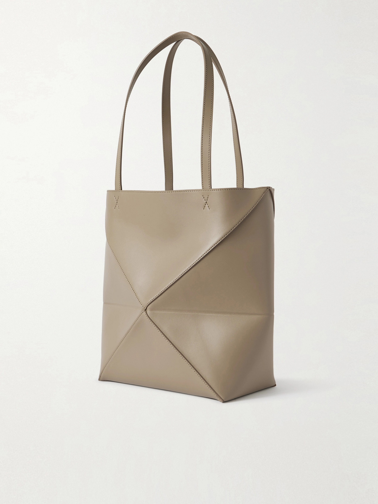 Loewe Medium Puzzle Fold Tote In Shiny Leather Skin For Woman In Neutrals