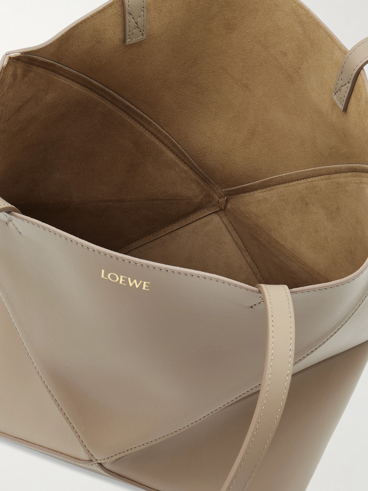 Loewe Medium Puzzle Fold Tote In Shiny Leather Skin For Woman In Neutrals