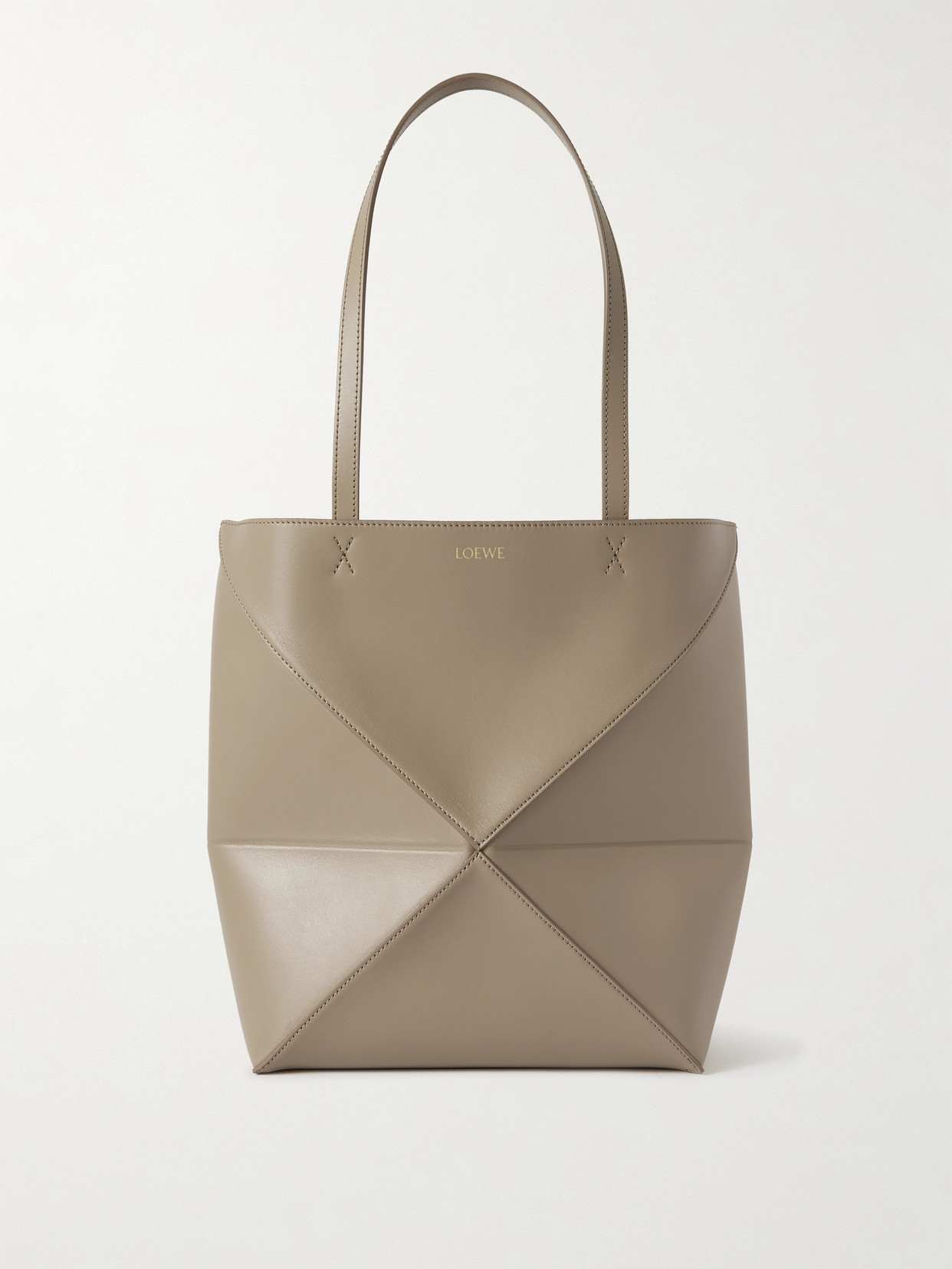 Loewe Puzzle Fold Convertible Medium Leather Tote In Neutrals