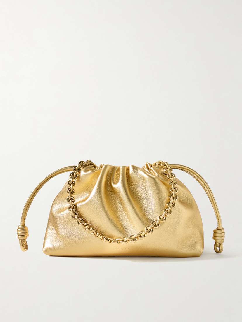 Loewe Flamenco Metallic Leather Clutch