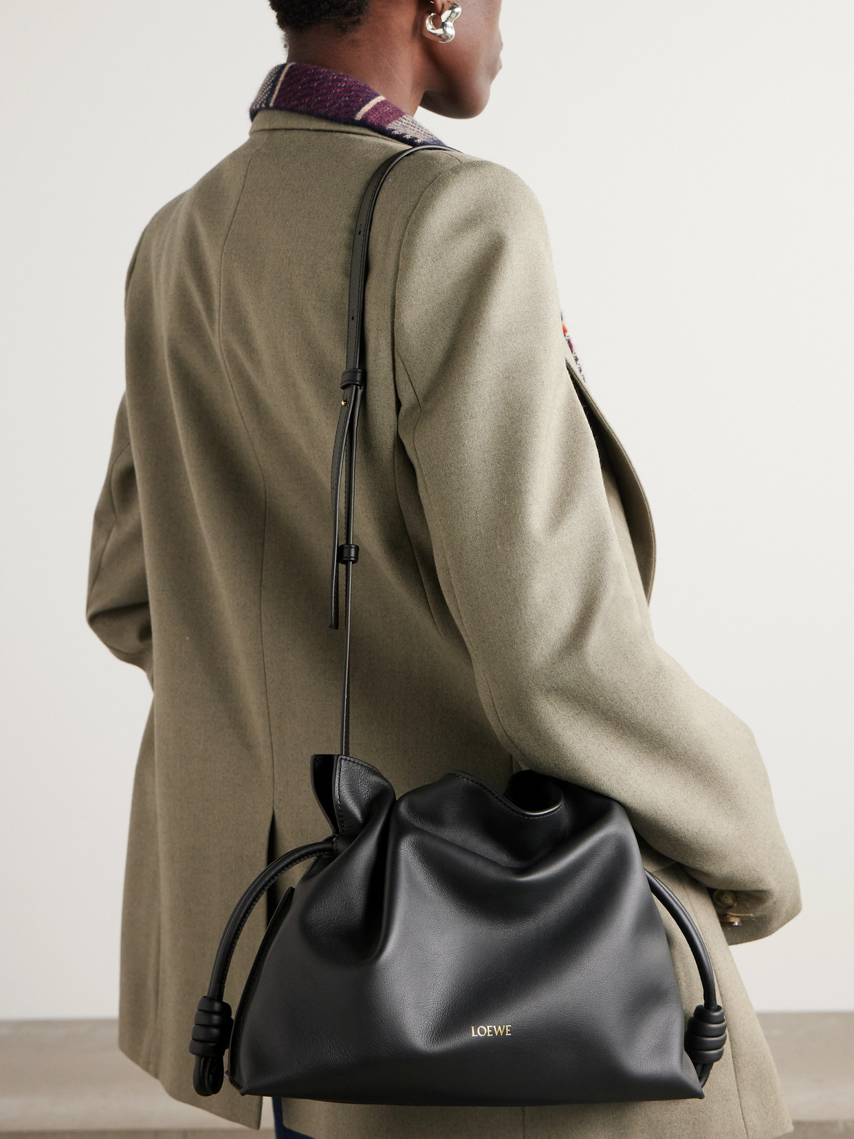 Loewe Flamenco Medium Clutch Bag In Napa Leather In Black