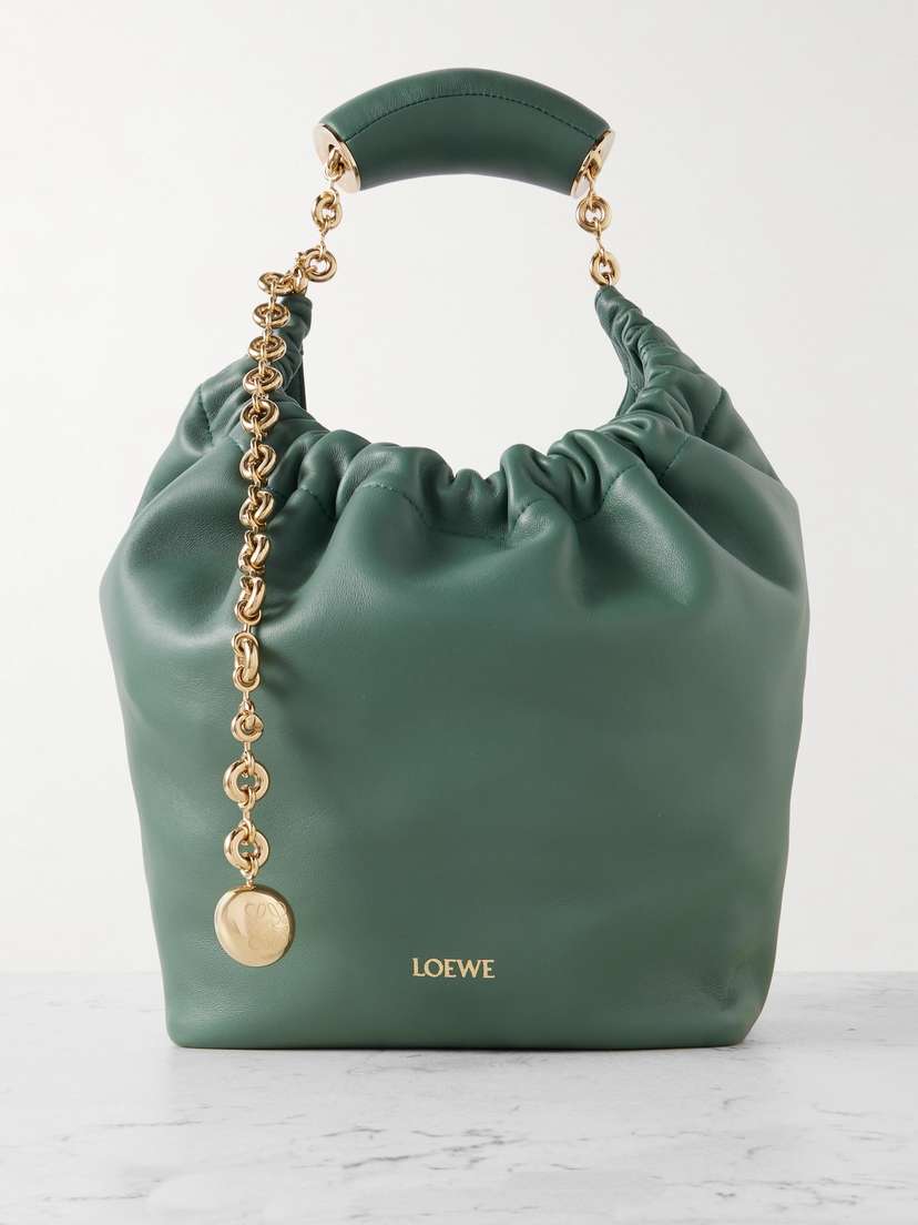 Loewe Squeeze Small Chain-embellished Gathered Leather Tote