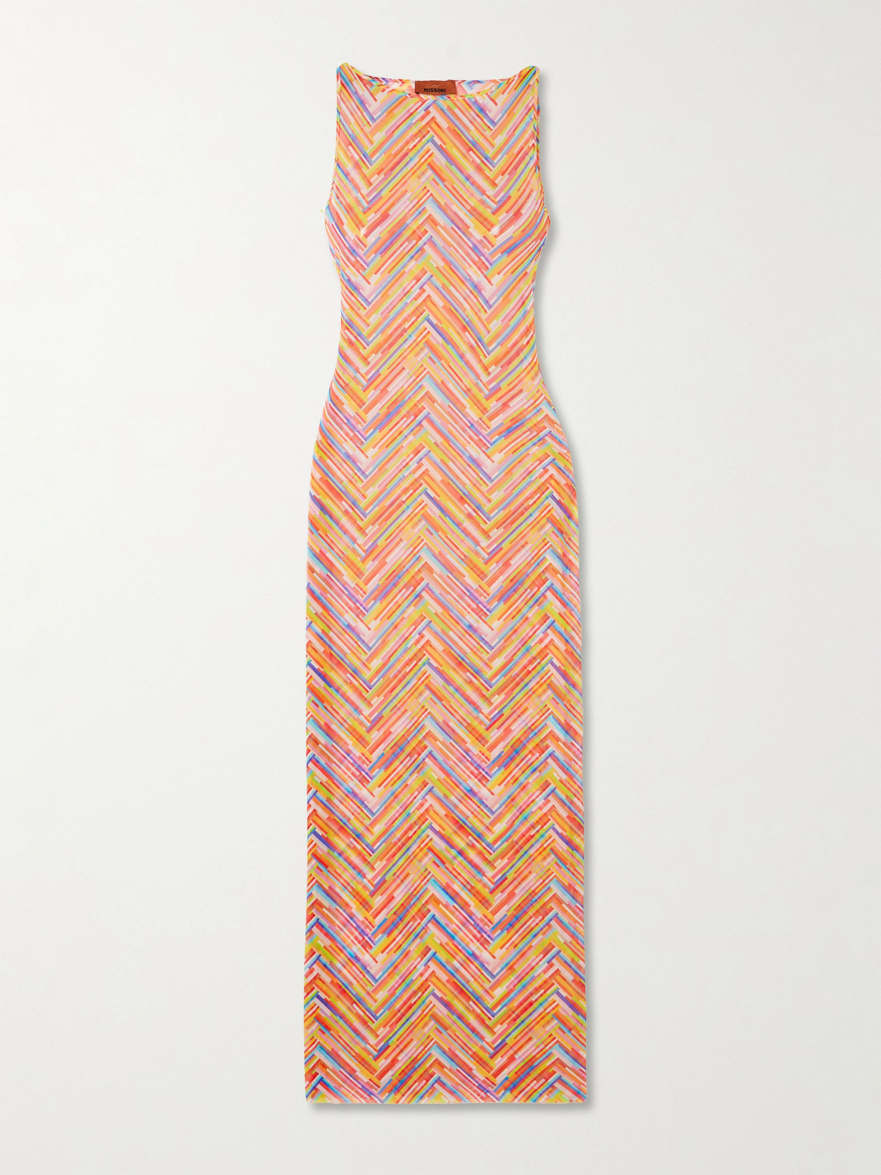 MISSONI MARE PRINTED STRETCH-TULLE MAXI DRESS