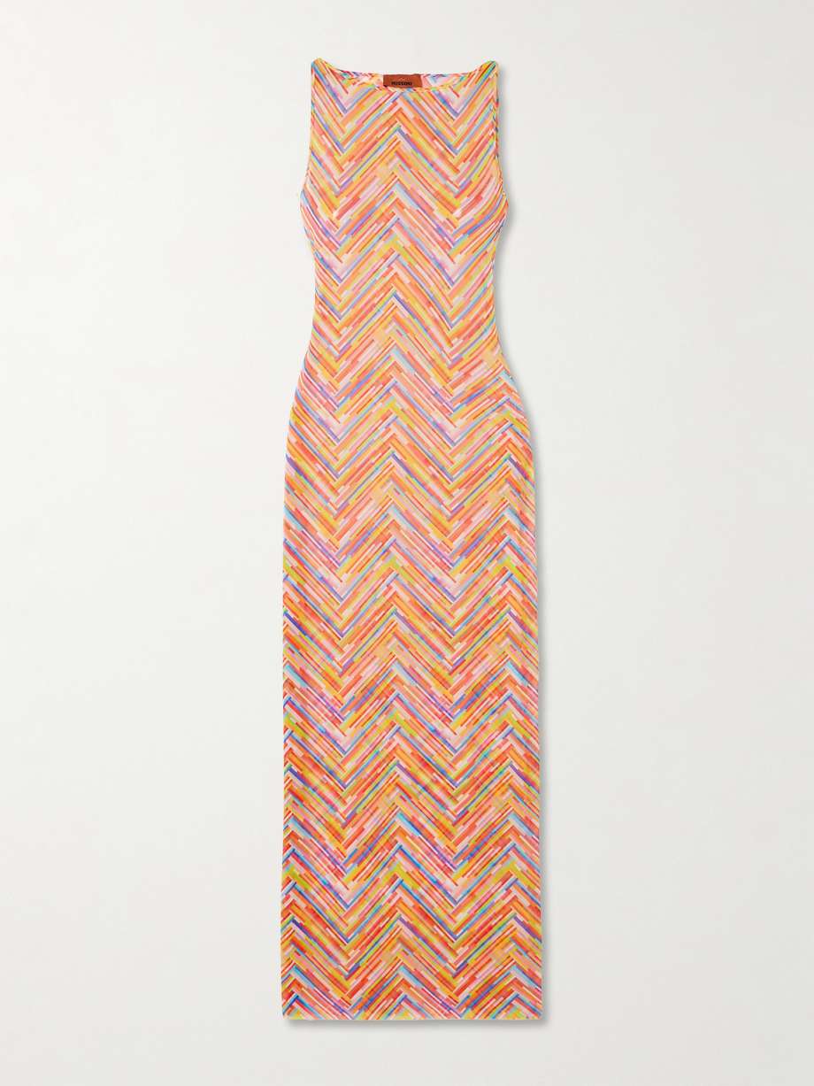 mare printed stretch-tulle maxi dress