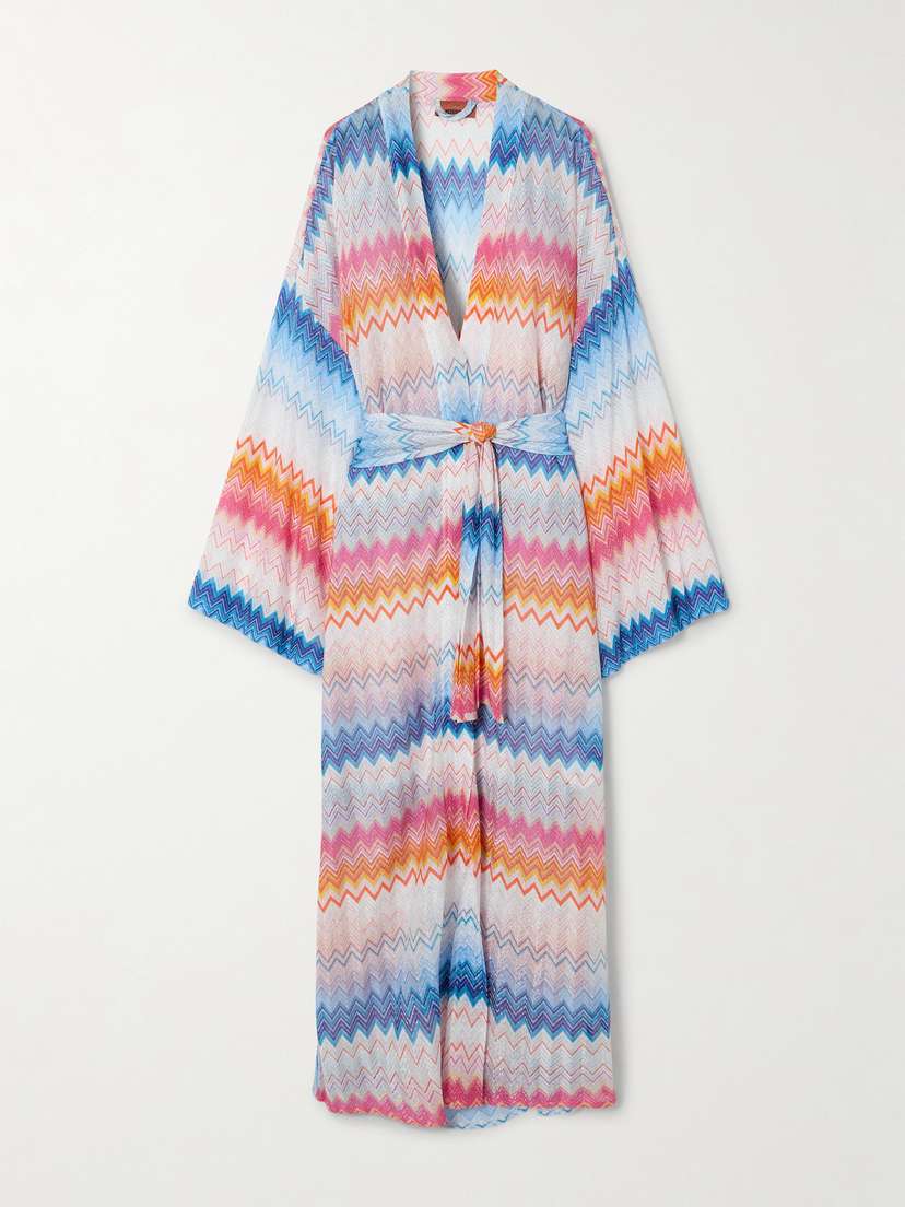 Missoni Mare Striped Metallic Crochet-knit Coverup
