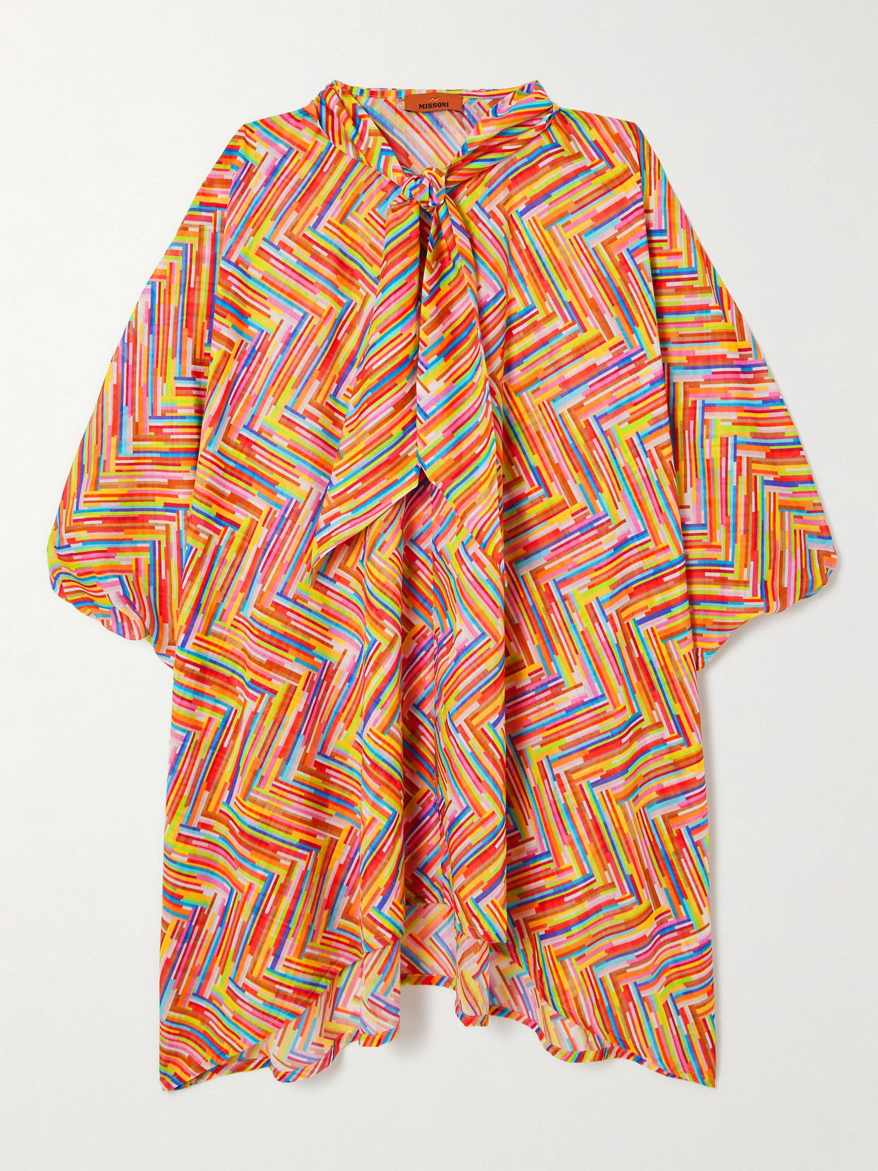 Missoni Mare Pussy-bow Printed Cotton And Silk-blend Voile Kaftan In Multi