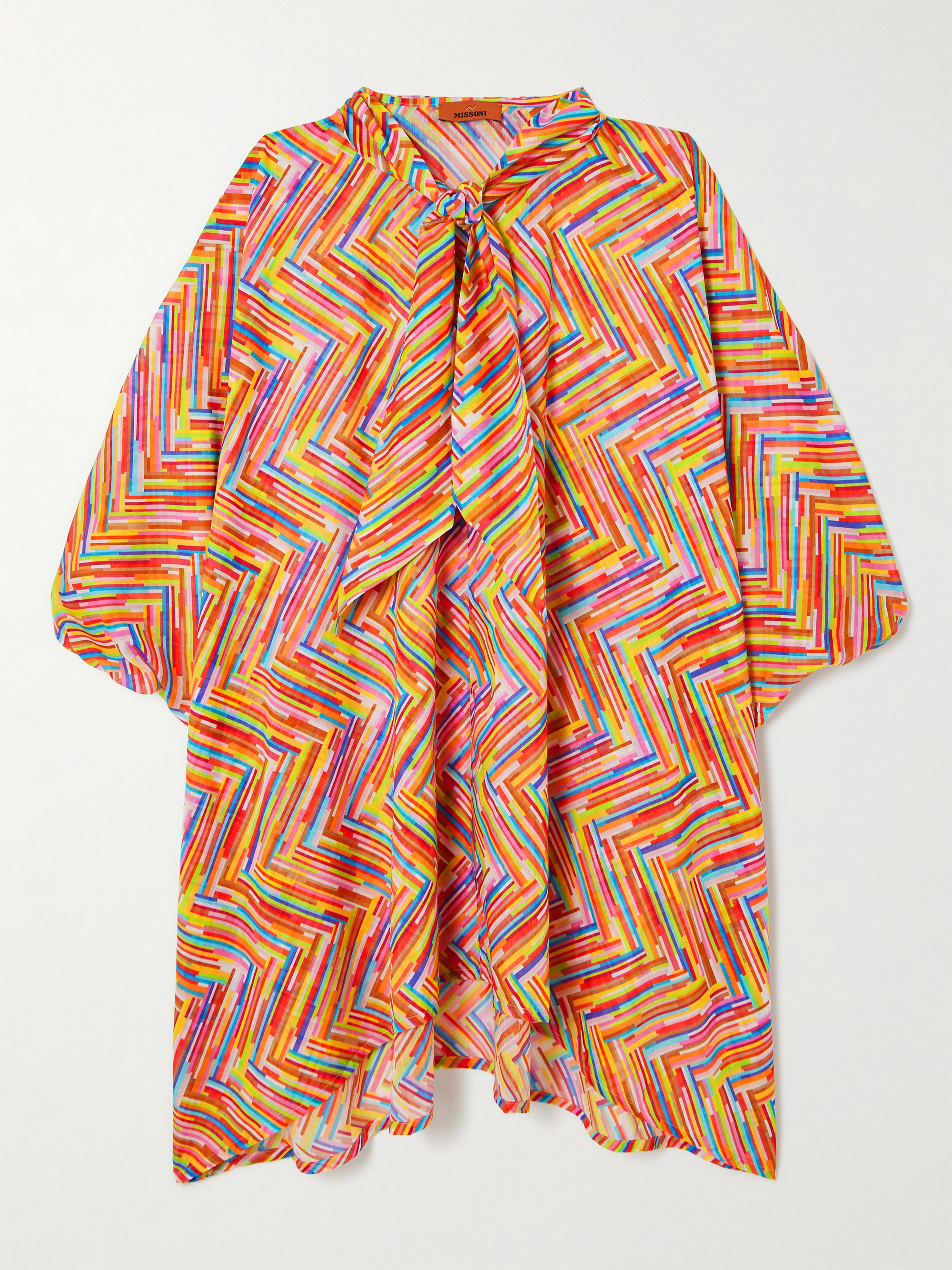 Missoni Mare pussy-bow printed cotton and silk-blend voile kaftan