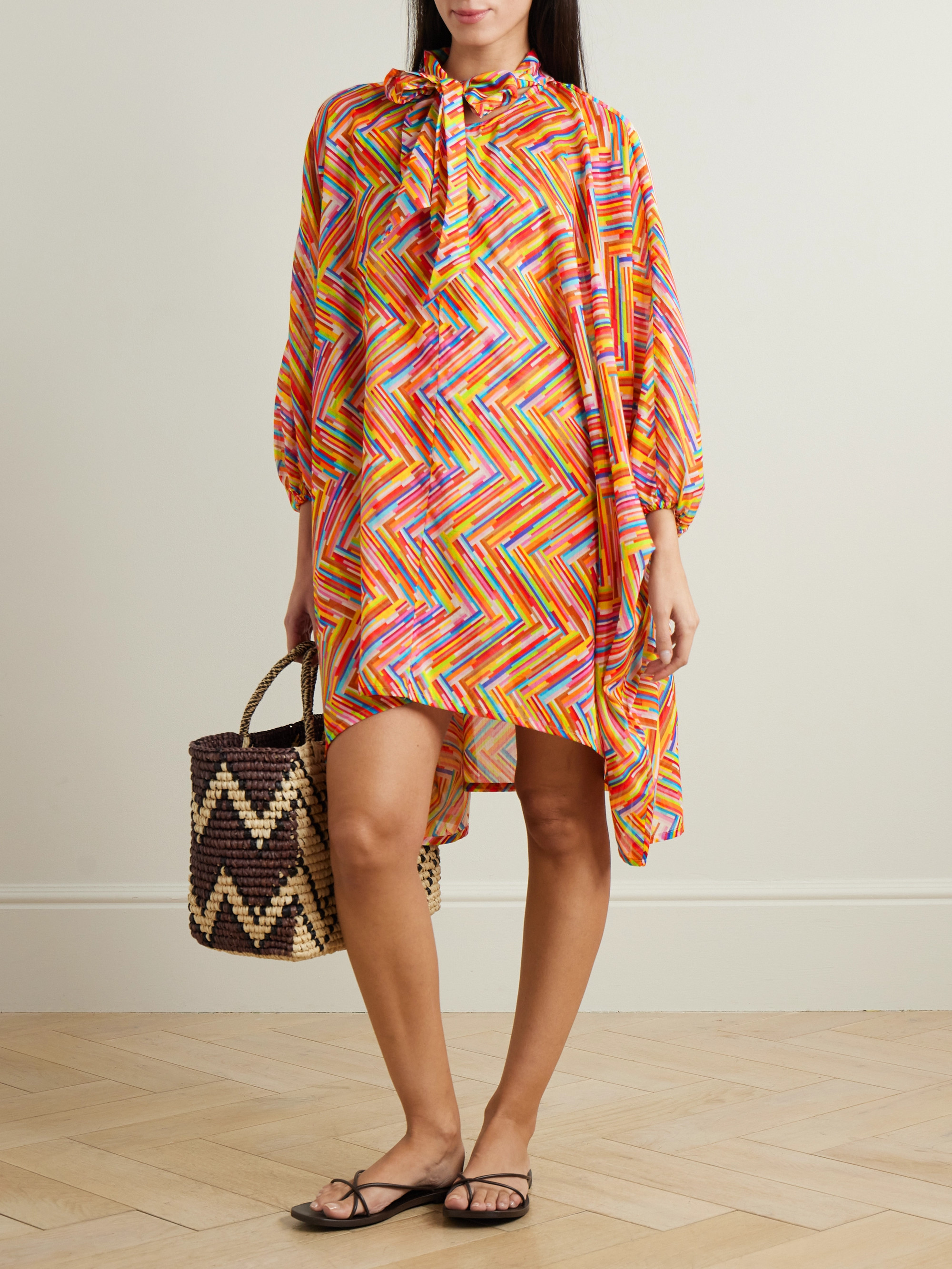 Missoni Mare pussy-bow printed cotton and silk-blend voile kaftan