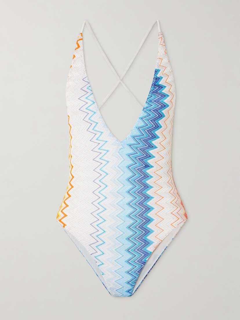 Missoni Mare Striped Metallic Crochet-knit Swimsuit