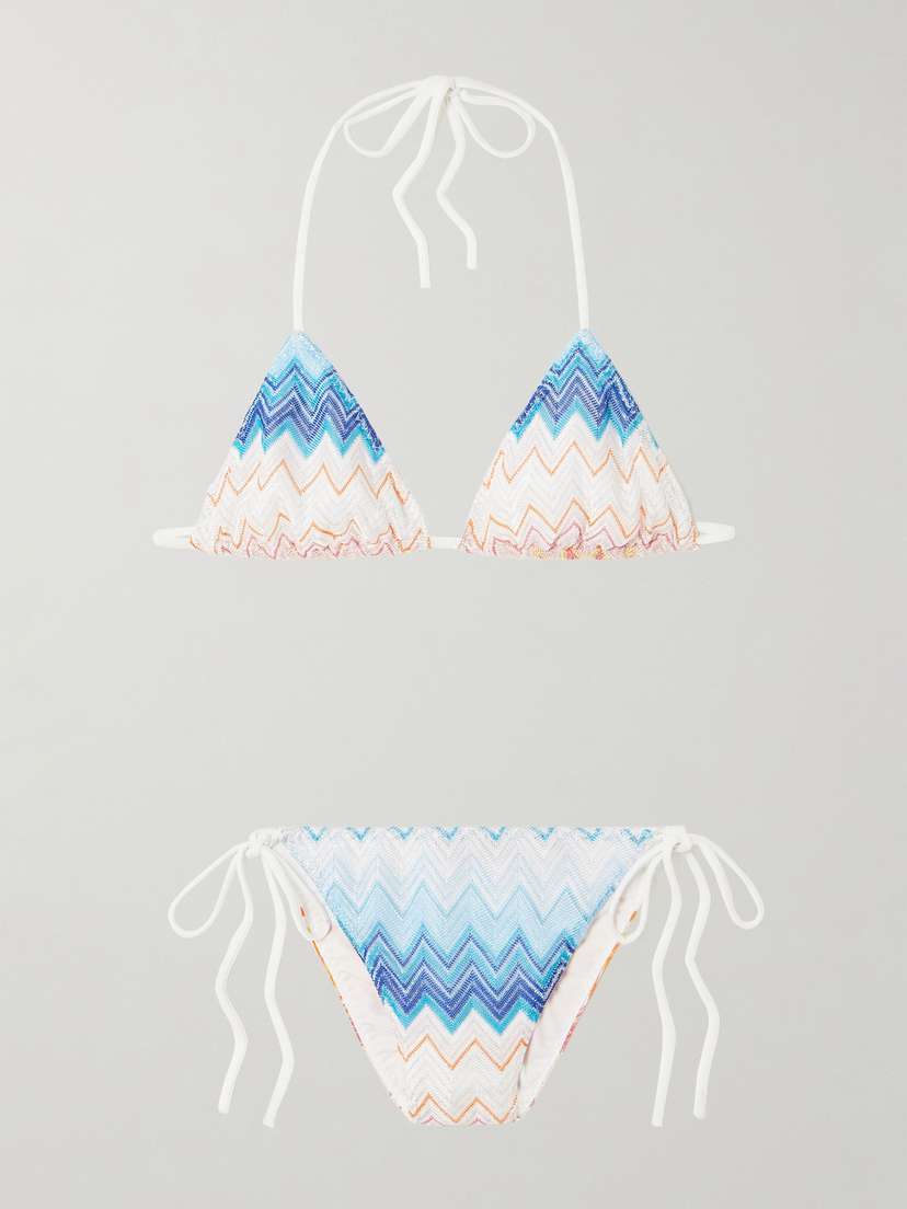 Missoni Mare Striped Metallic Crochet-knit Triangle Bikini