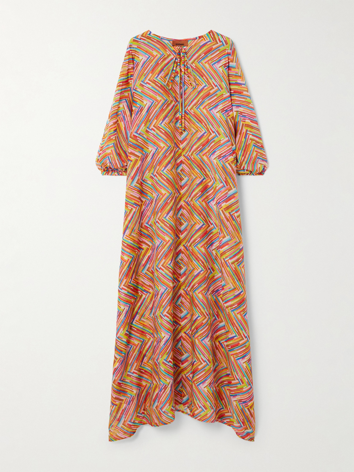 Missoni Long Kaftan In Printed Cotton And Silk Blend In Multi