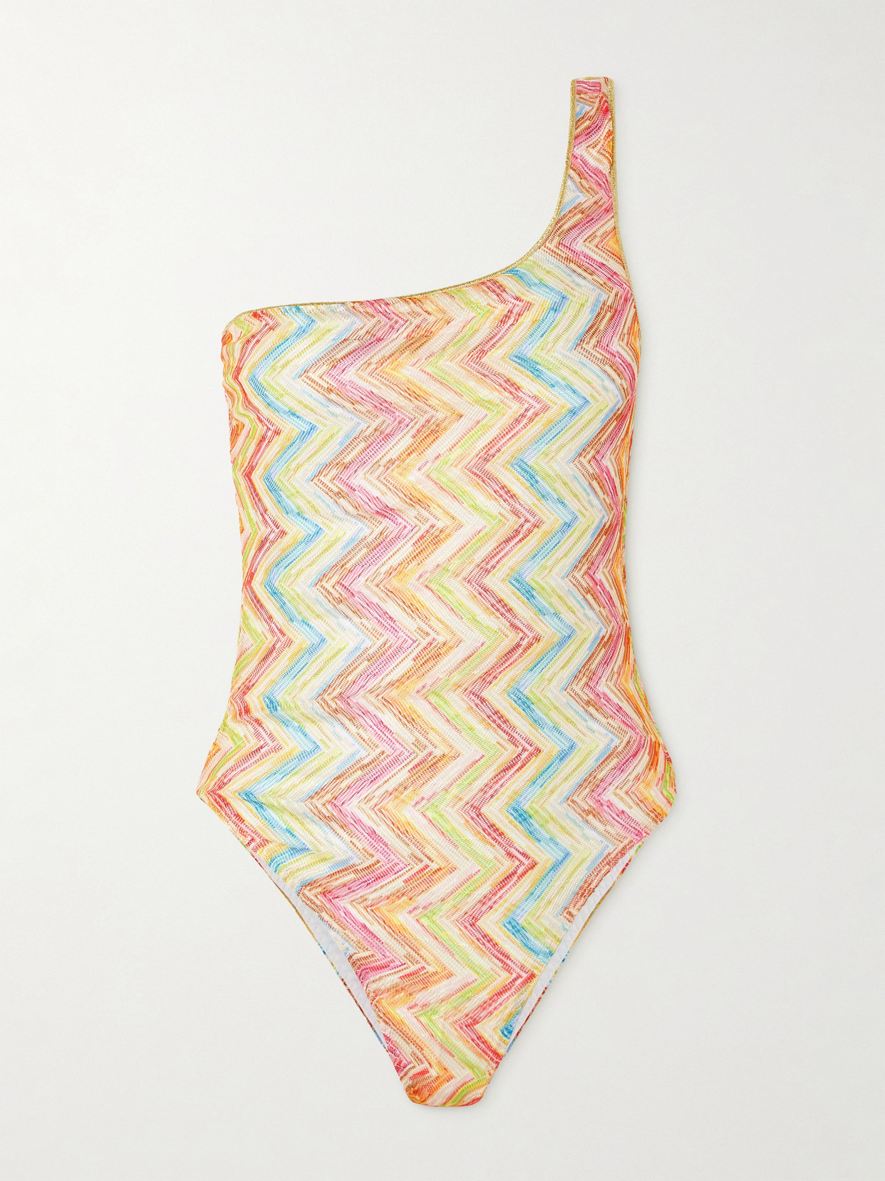 Missoni Mare One-shoulder Striped Crochet-knit Swimsuit In