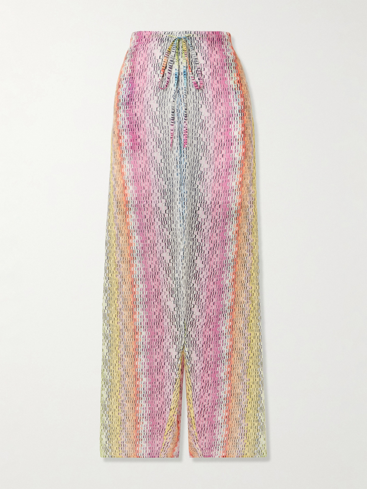 Missoni Mare Striped Cotton And Wide-blend Straight-leg Pants In Multi
