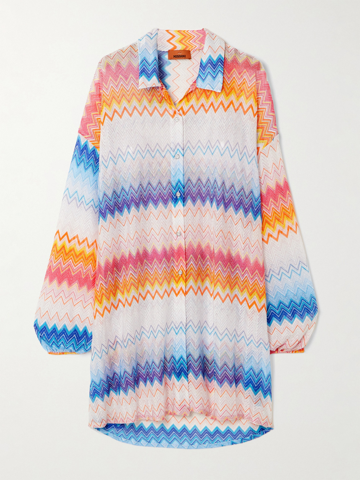 Missoni Mare Oversized Striped Metallic Crochet-knit Shirt In Multi