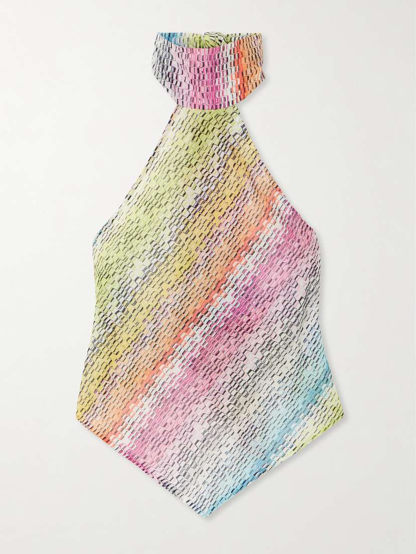 Missoni Mare Printed Cotton And Silk-blend Halterneck Top