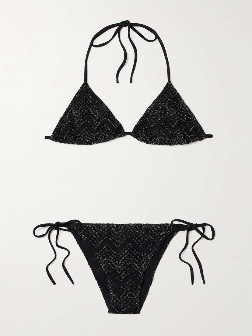 Missoni Mare Striped Metallic Crochet-knit Triangle Bikini