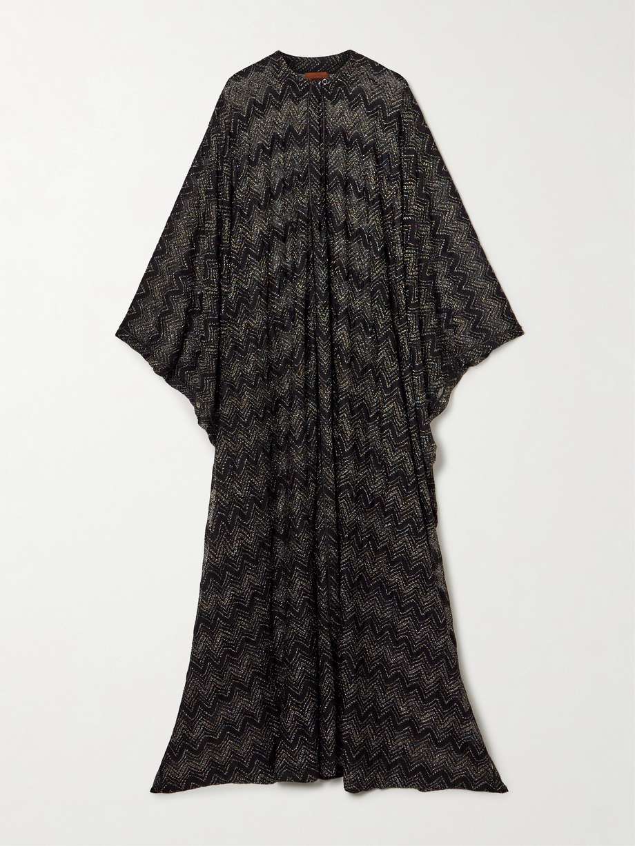 mare striped metallic crochet-knit kaftan