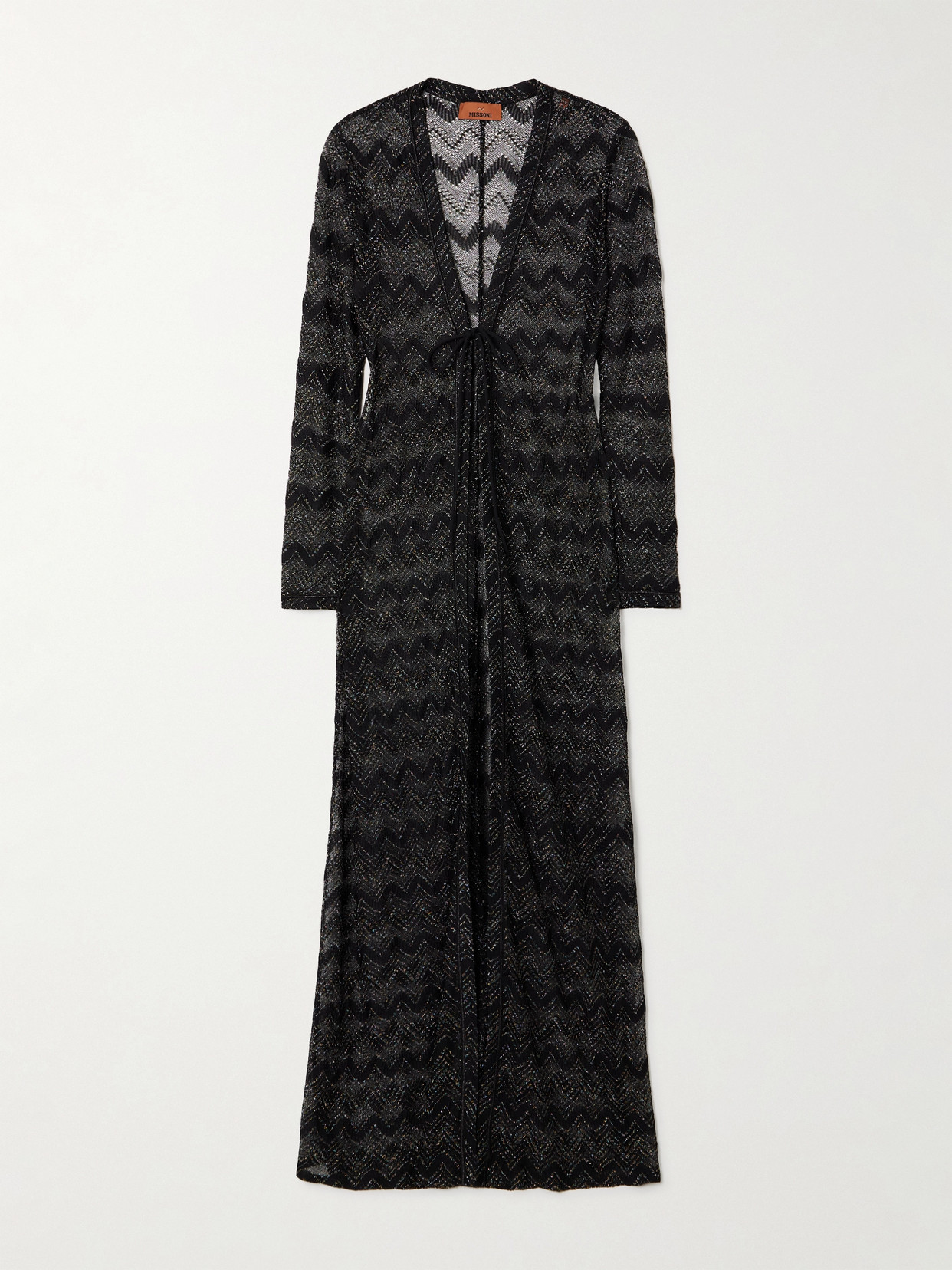 Missoni Mare Striped Metallic Crochet-knit Coverup In Black