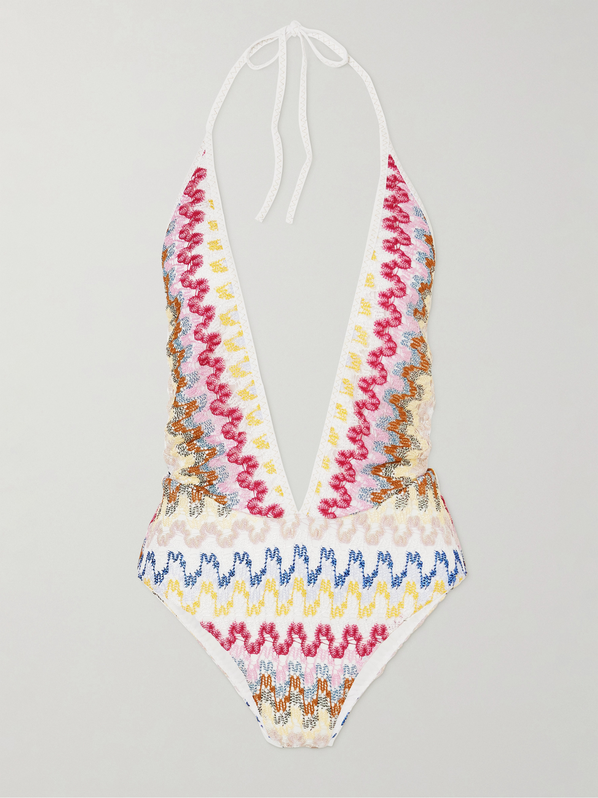Missoni Mare striped metallic crochet-knit swimsuit thumbnail