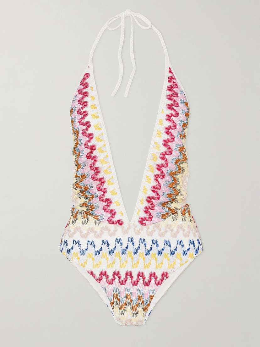 Missoni Mare Striped Metallic Crochet-knit Swimsuit