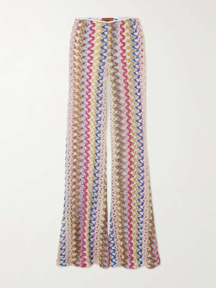 Missoni Metallic Crochet-knit Flared Pants