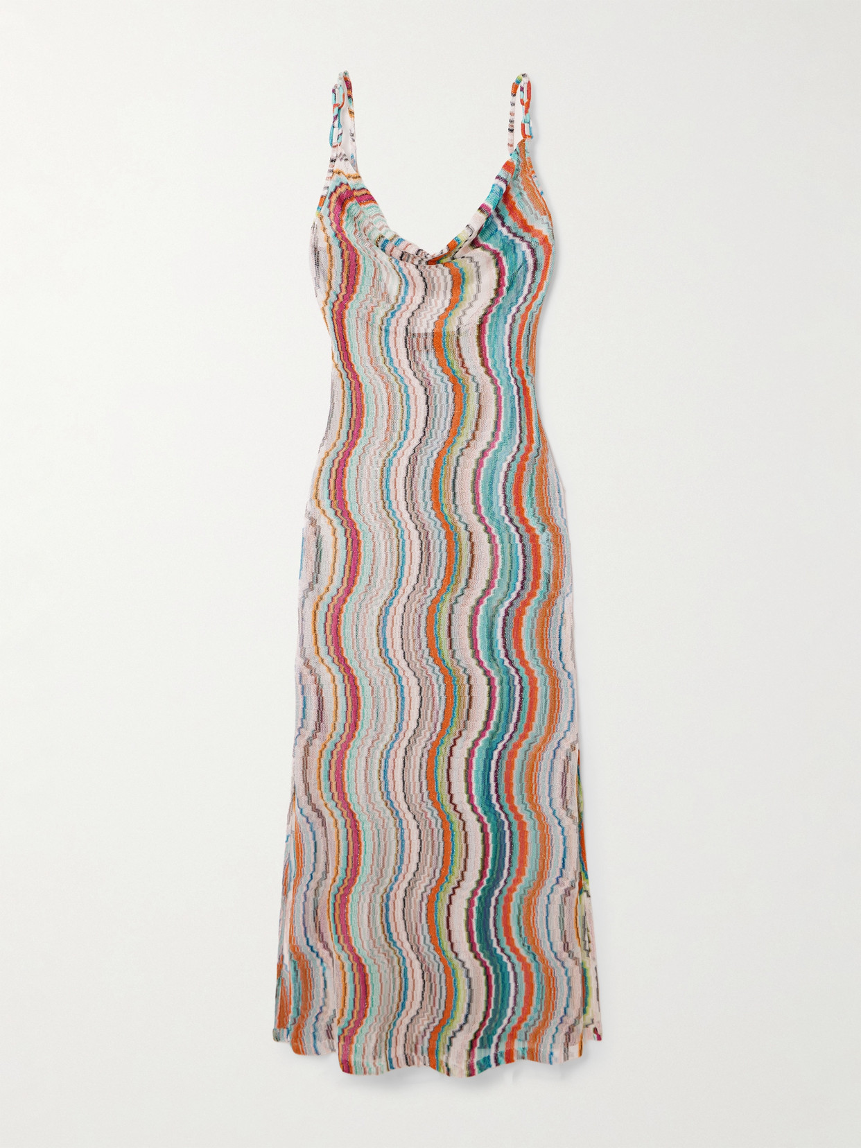 Missoni Draped Metallic Crochet-knit Maxi Dress In Multi