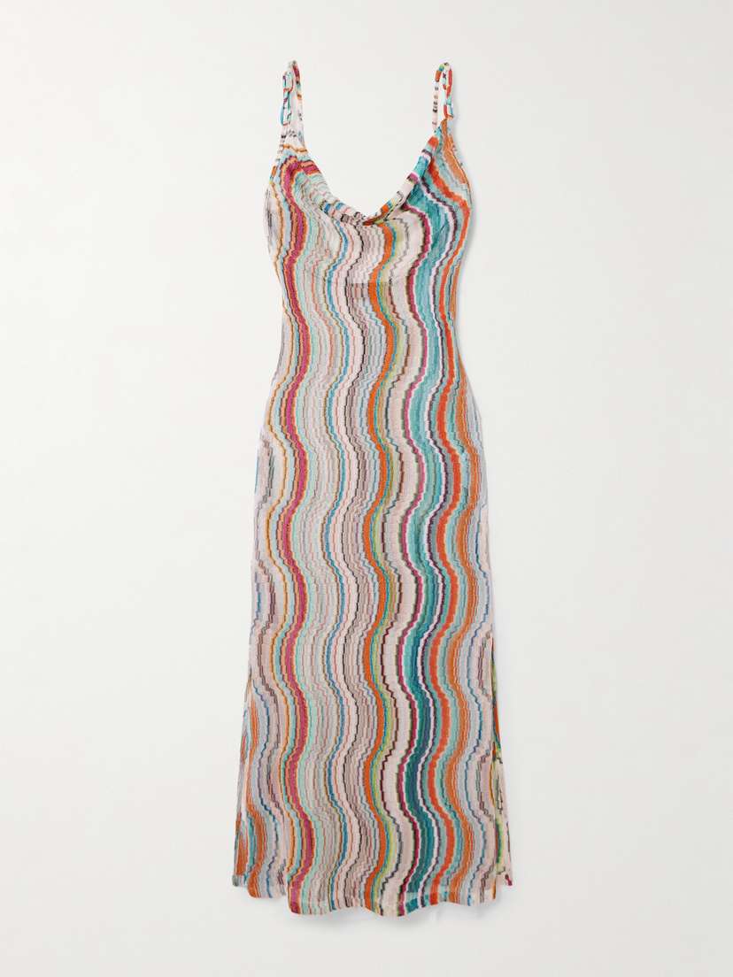 Missoni Draped Metallic Crochet-knit Maxi Dress