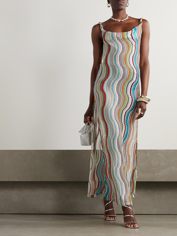 Missoni Draped metallic crochet-knit maxi dress