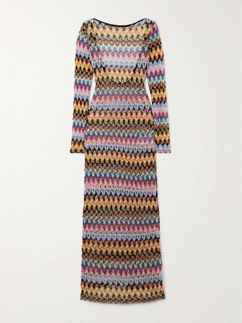 Missoni Open-back Metallic Crochet-knit Maxi Dress