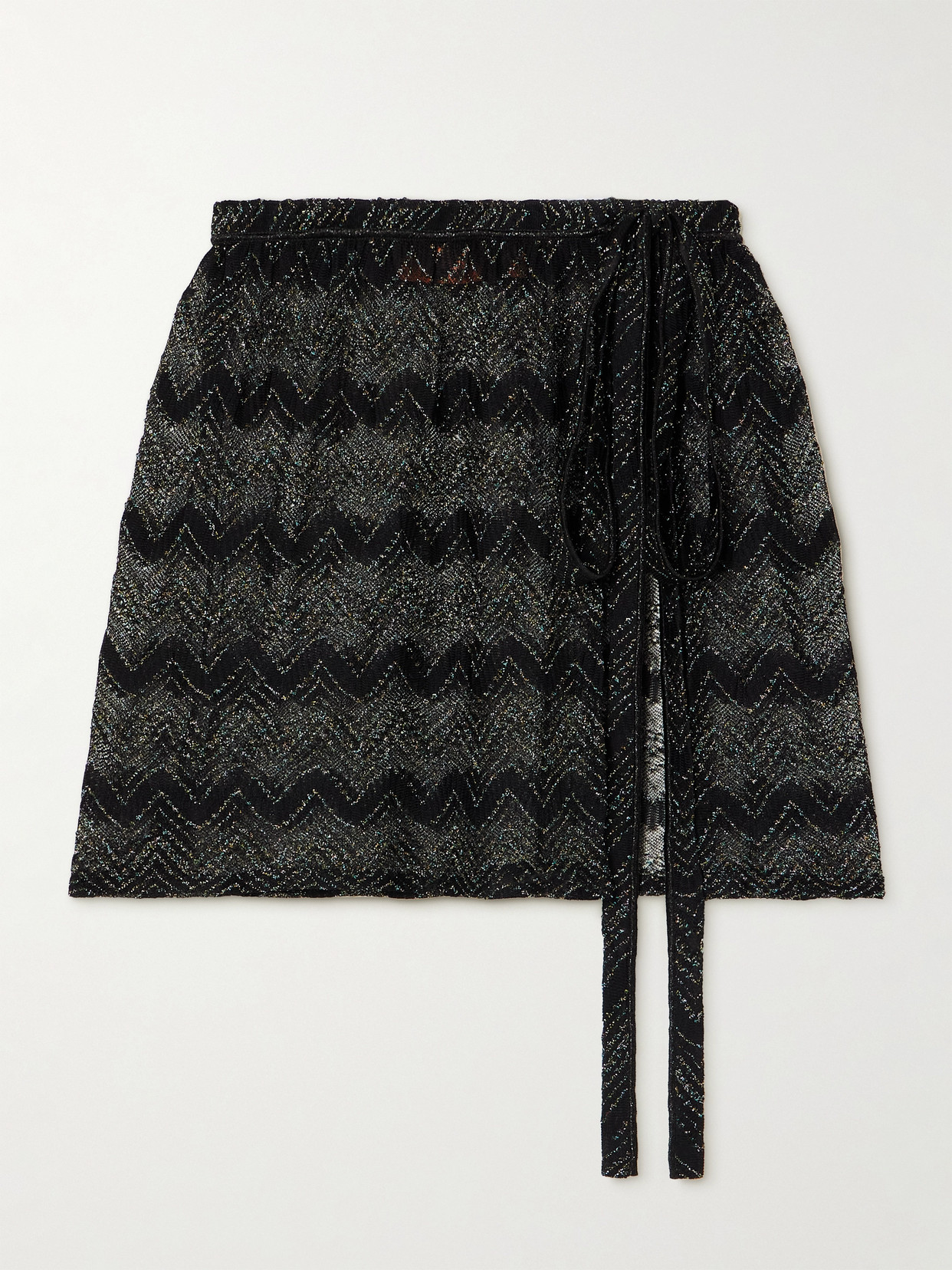 Missoni Mare Metallic Crochet-knit Pareo In Black