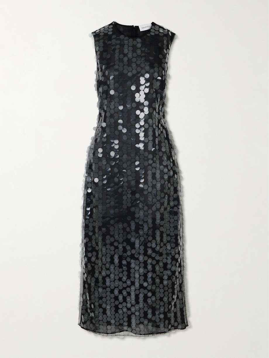 tovia sequin-embellished tulle midi dress